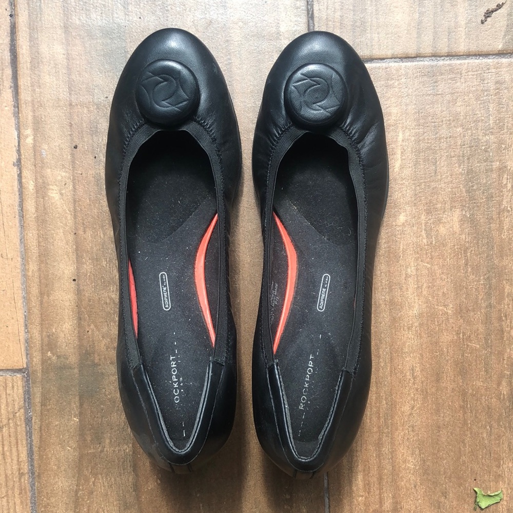 Black leather Rockport wedges size 11